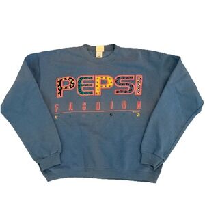 True Vintage 80s Pepsi Fashion Sweatshirt Medium Bright Colorful Graphic USA